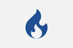 blue flame icon on a gray background