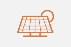 orange solar panel icon on a gray background
