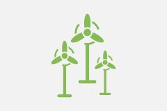 green wind turbine icon on a gray background